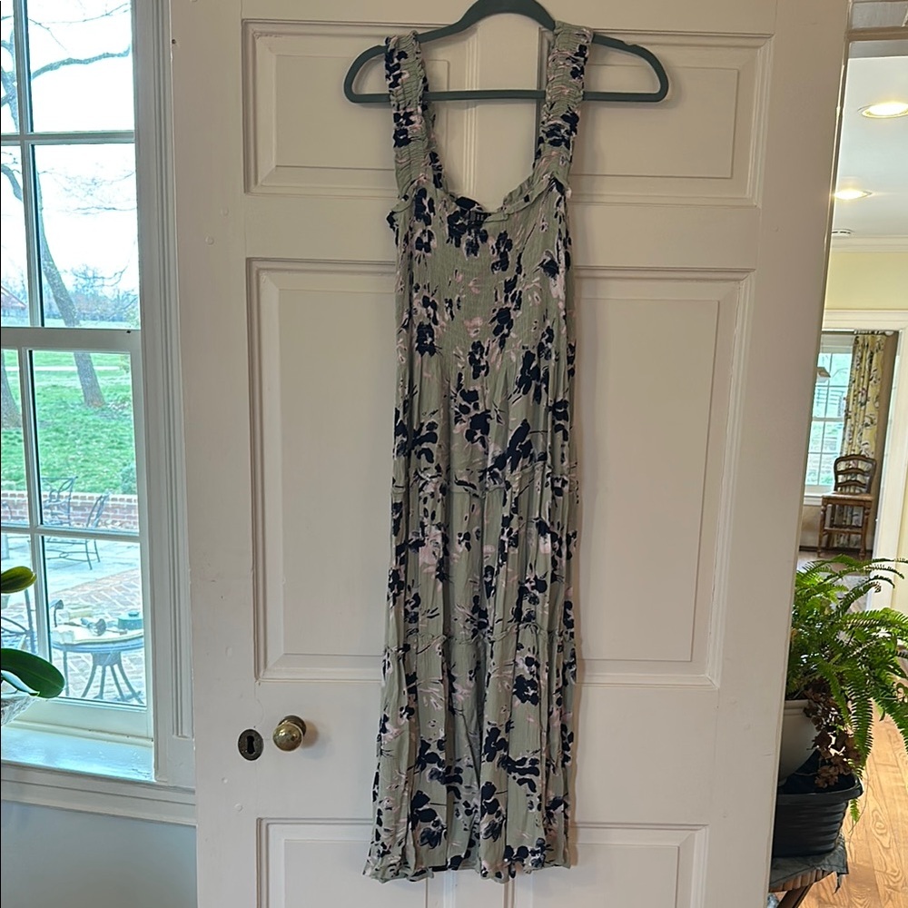 Floral Sleeveless Dress - Sage and navy and blush floral gauze dress nwt